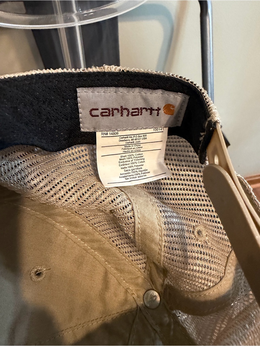 Carhartt Tan Canvas Mesh Trucker Hat Snapback Cap - Picture 6 of 8